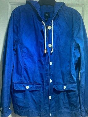 GAP Blue Hooded Bomber Jacket